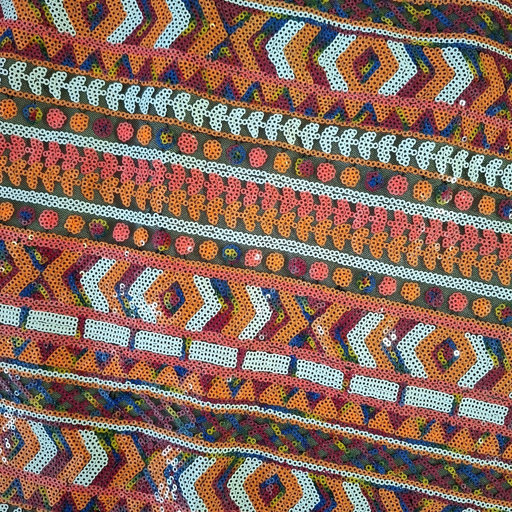 Banana Republic Sequin Tribal Mini Skirt Size 6 Boho Festival Bright